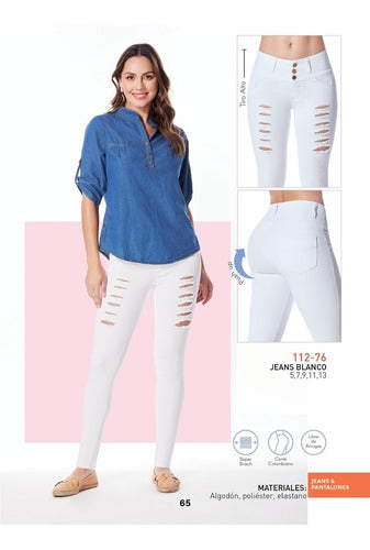 Jeans Colombiano Desgaste En Piernas Stretch Levanta Pompi
