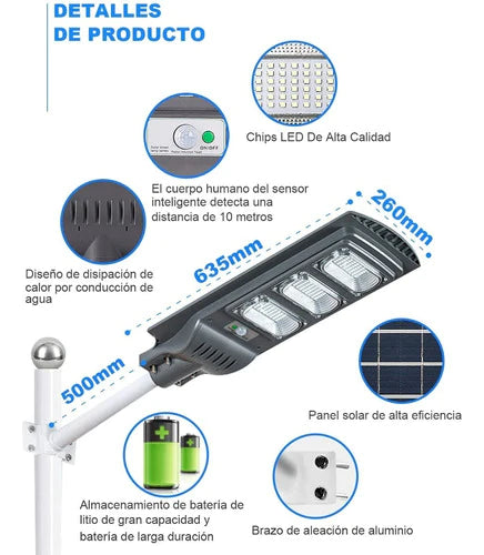 Lámpara Led Solar Luminaria Suburbana Alumbrado Publico 300w