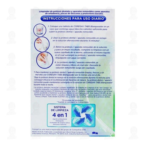 Tabletas Limpiadoras Blanqueadoras Corega Tabs Prótesis 30pz