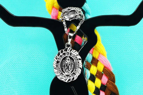 Collar Cadena Oro Blanco 18k Virgen Guadalupe Lujo Dama Joya