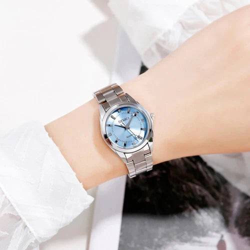 Reloj Dama Mujer Elegante Acero Inoxidable Cuarzo + Estuche