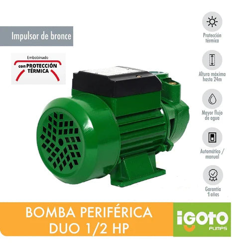 Bomba Periferica 1/2 Hp, 370 W Igoto Pe-60
