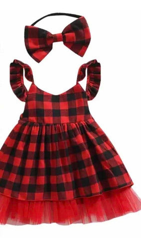 Vestido  Bebe/niña      Negro/rojo   Cuadros