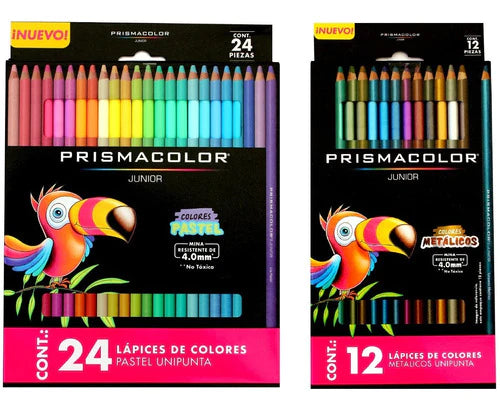 Colores Pastel Prismacolor Junior Con 24 + 12 Metalicos