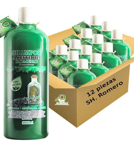 12 Shampoos Aceite De Romero Fortalecedor Capilar 1 Litro