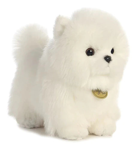 Peluche Aurora, Línea Miyoni, Perro Perrito Pomeranian Blanc
