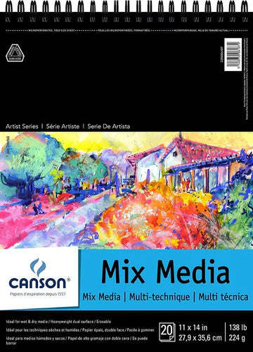 Cuaderno Dibujo Canson Mix Media 20 Hojas 27,9x35,5cm 224g