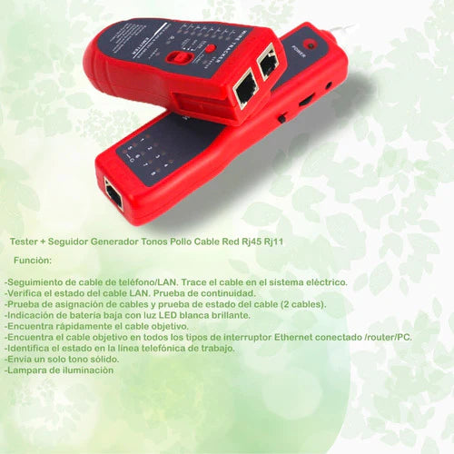 Tester + Seguidor Generador Tonos Pollo Cable Red Rj45 Rj11