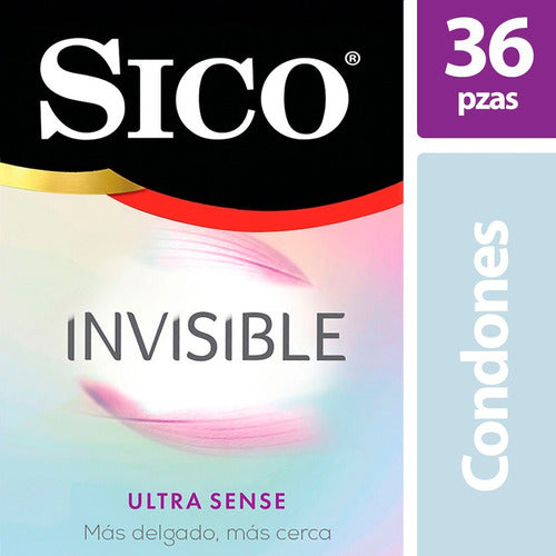 Condones Sico Invisible Ultra Sense 36 Pz, 12 Packs De 3pz