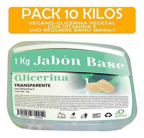 10 Kg Jabón Base Glicerina Transparente Alta Dureza Vegano