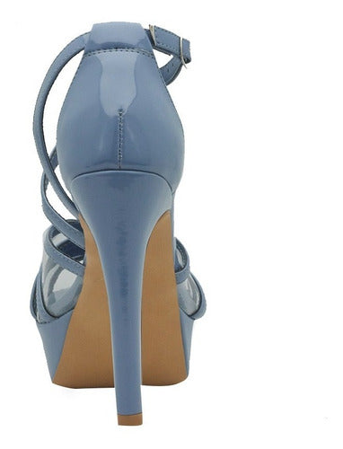 087-55 Sandalia Dama Mujer Tacón 12 Cm Azul Gala Glamour