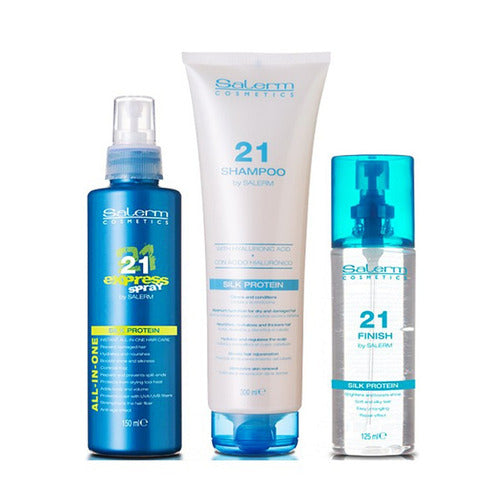Salerm 21 ® Kit Shampoo Acondicionador 300ml + Express Spray All In One 150ml + Serum Finish 125ml Con Envio Gratis