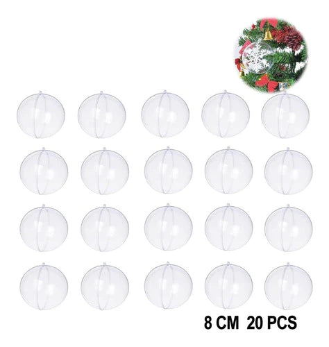 20 Esferas Transparentes Planas Plastico Navidad Rellenables