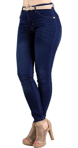 Jeans Fergino Jeans Mujer Stone Medio Mezclilla Stretch