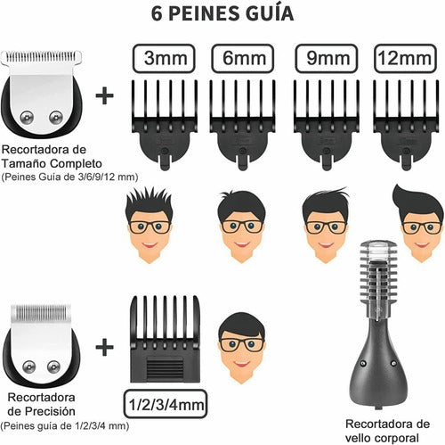 Rasuradora Afeitador Eléctrica 12en1 Impermeable Para Hombre