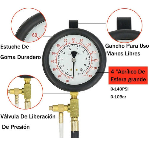 Compresómetros De Combustible Manómetro Gasolina 0-140 Psi