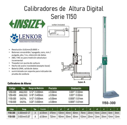 Vernier Calibrador Altura Digital 12  Insize 1150-300