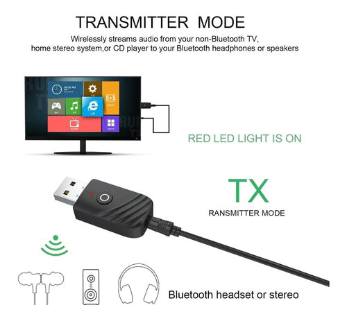 Transmisor Y Receptor Bluetooth V5.0 De Audio Usb 3 En 1