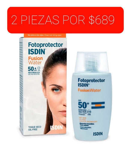 Fotoprotector Isdin  Fusion Water Oil Control Sin Color 2 Pz