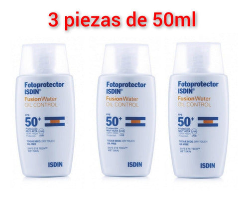 Fotoprotector Isdin  Fusion Water Oil Control Sin Color 3pz