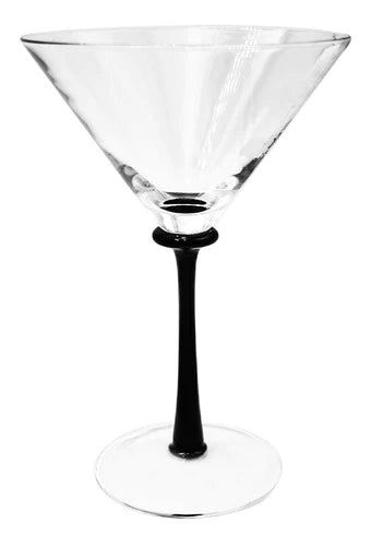 6 Copas Martini Coctel De Cristal Negro Vidrio Domino 260ml