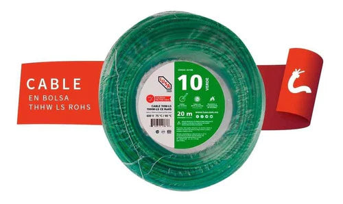 Cable Thhw-ls Rohs Calibre 10 Awg Verde 20m