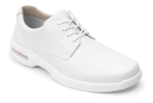 Zapato Derby Plain Toe Flexi Hill 402801 De Piel Blanco Diseño Liso 25,5 Mx Para Adultos - Hombre