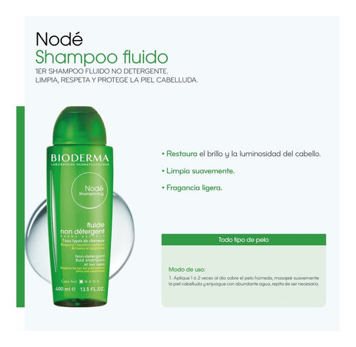 Bioderma Nodé Shampoo Fluido Sin Detergente, 400 Ml