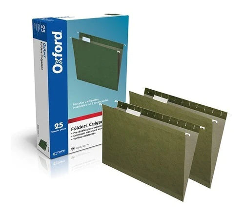 Folder Papel Oficio Pendaflex Colgante Color Verde C/25 Pzs