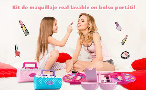 Juego De Maquillaje Para Niñas Maquillaje Lavable 58pzs Rosa
