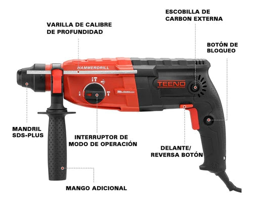 Rotomartillo Cincelador Perforador Sds Teeno Pro920 De 800w