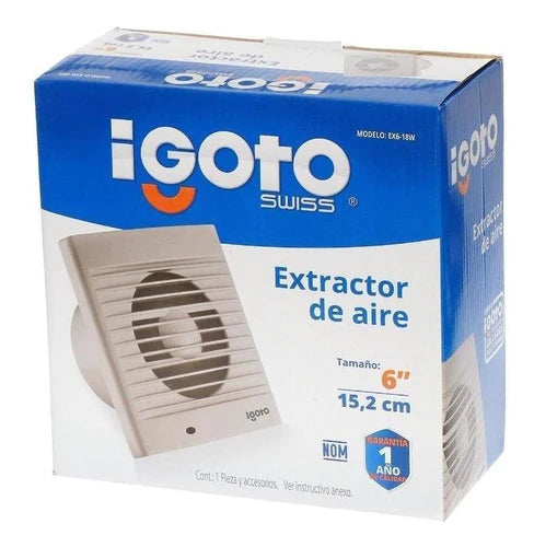 Extractor De Aire Para Baño O Cocina 6'' 21x21cm Igoto