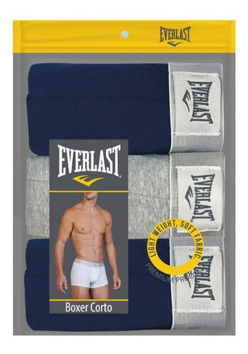 Boxer Ajustado Corto Azul 3 Piezas - Everlast Underwear