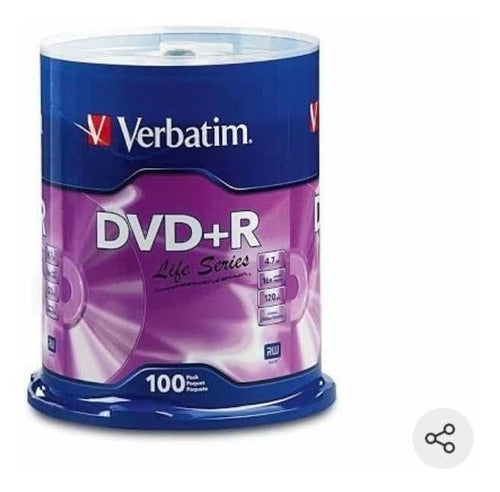 Disco Dvd+r Verbatim 4.7gb 16x Campana C/ 100 Piezas Nuevo