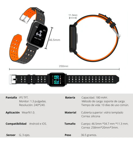 Reloj Smartwatch Vak C1 Deportivo, Pulso Cardiaco, Distancia