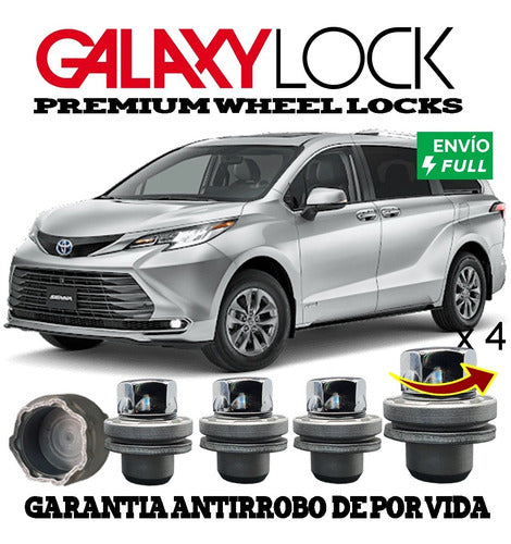 4 Tuercas De Seguridad Toyota Sienna 12 X 1.5 Galaxylock