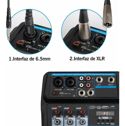 Depusheng U4 Mini Mezclador De Audio Portátil De 4 Canales