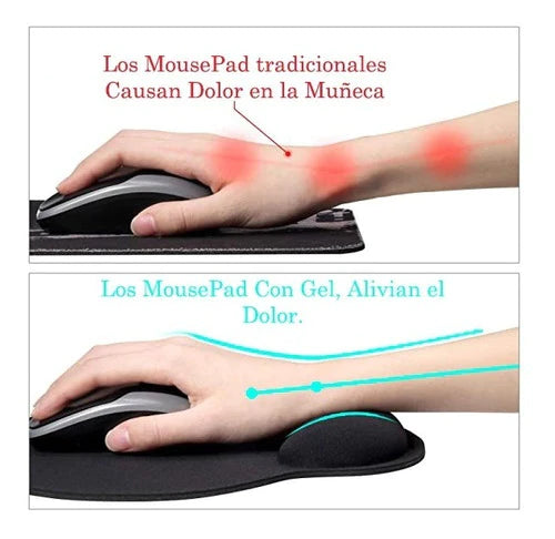 Mousepad Tapete Ergonomico De Gel Antideslizante Negro Raton