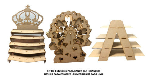 Kit De 3 Exhibidores Mesas De Dulces Candy Bar Grandes