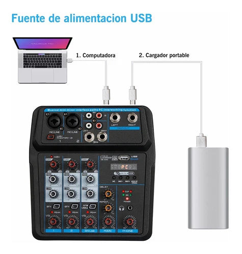 Depusheng U4 Mini Mezclador De Audio Portátil De 4 Canales