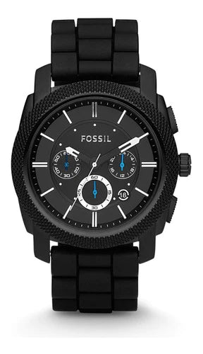 Reloj Caballero Fossil Fs4487 Color Negro De Silicon