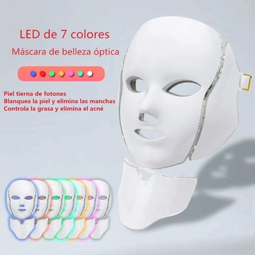 Máscara De Terapia Facial Con Luz Led De 7 Colores
