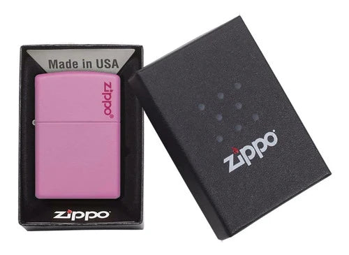 Encendedor Zippo Rosado Mate Con Logo Zippo Mz238zl08