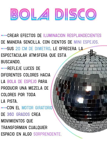 Bola Disco Esfera De Espejos Motorizada Retro Ball Steelpro
