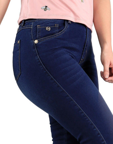 Jeans Fergino Jeans Mujer Stone Medio Mezclilla Stretch