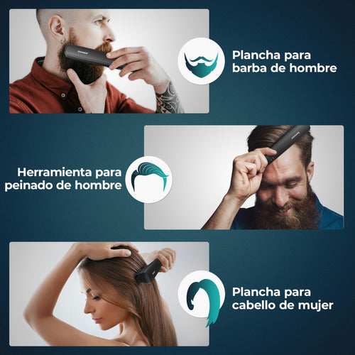Cepillo Plancha Alisador Cabello&barba Eléctrico Inalámbrico