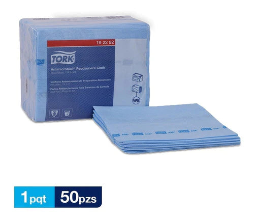 Tork Wiper Foodservice Antimicrobial Azul 1 Paq / 50 Pzs