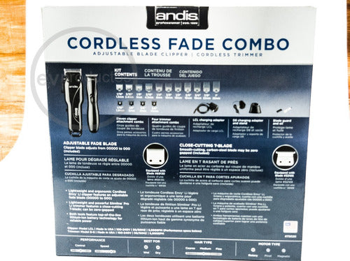 Combo Andis Cordless Fade Litio Envy Cordless Slimline Pro L