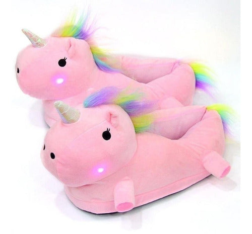 Pantuflas Unicornio Con Luz Led Moda Kawaii Varios Colores