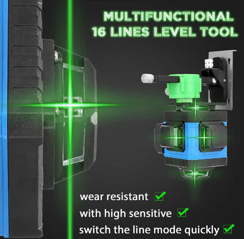 Nivel Láser Multifuncional 16 Líneas 4d Autonivelación Pro